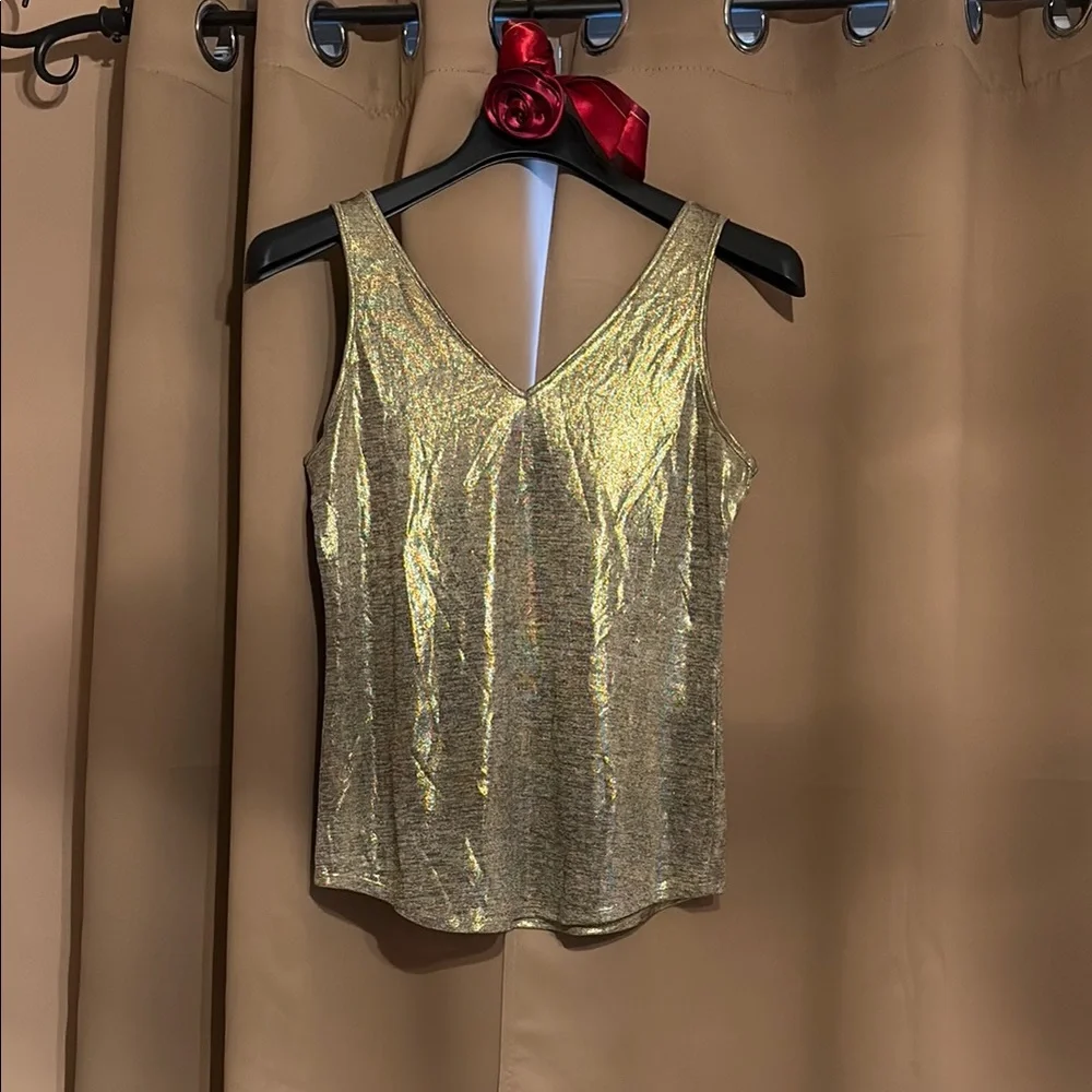 White House Black Market Gold Sleeveless Top - Picture 2 of 6